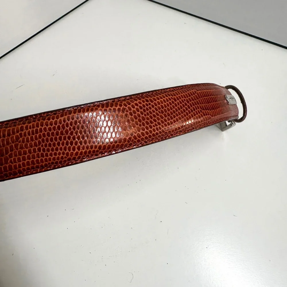 Ralph‎ Lauren Women's Brown Leather Alligator Embossed Belt in Size M